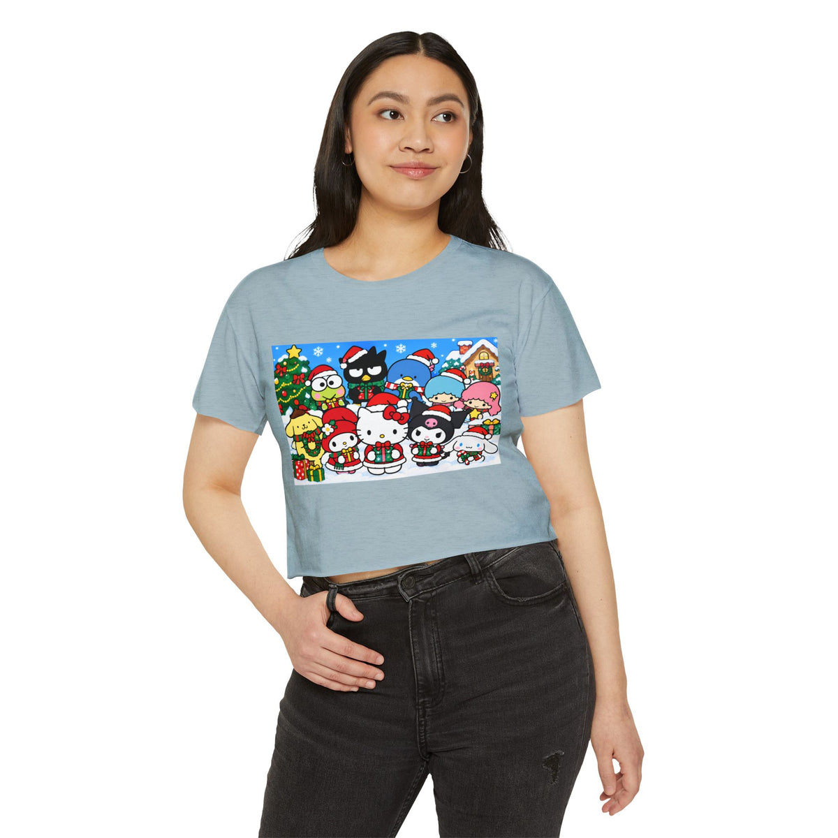 Hello Kitty Christmas Crop Top — Cute Sanrio Holiday Festival Tee