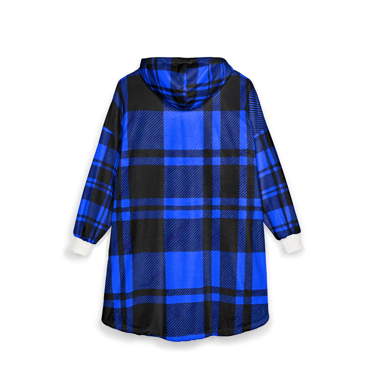 Blue Buffalo Plaid Hooded Blanket - Cozy Sherpa Wearable Blanket
