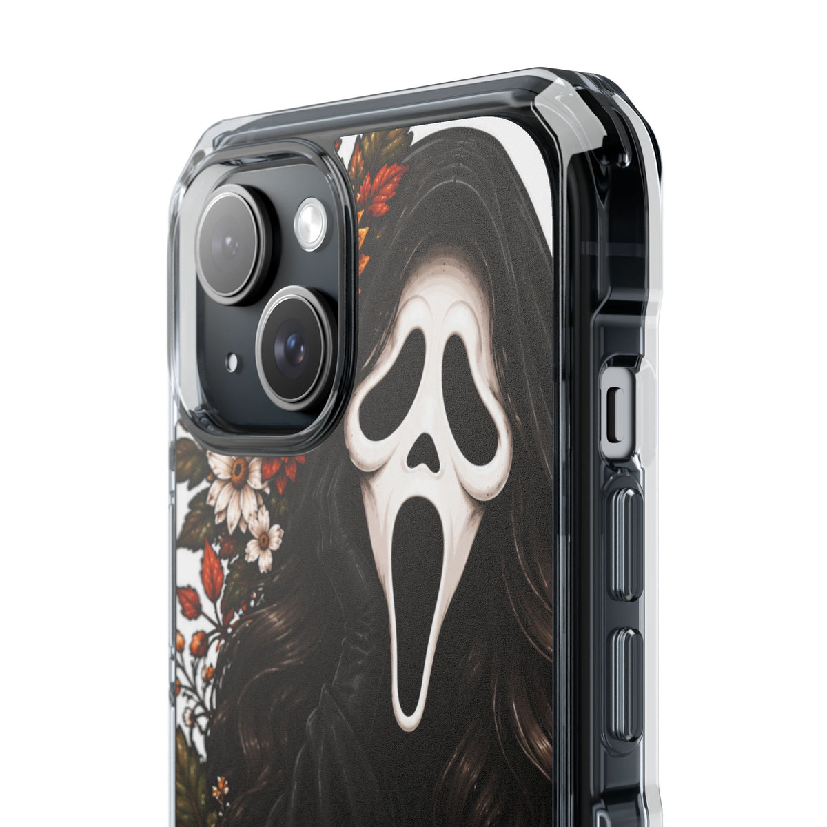 Clear Magnetic Phone Case — Autumn Scream Pumpkin & Sunflower Design