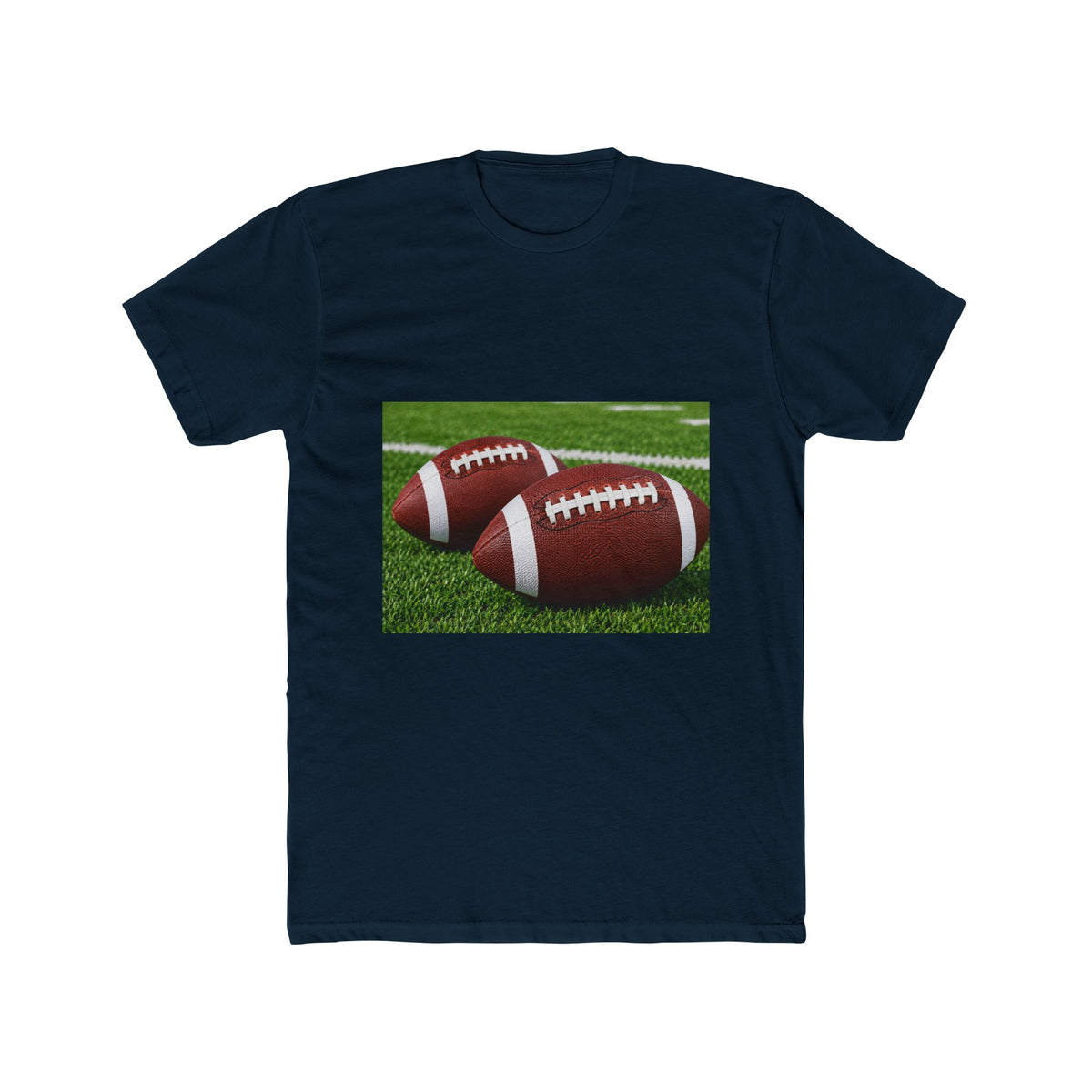 Football Graphic Tee — Two Footballs on Field Cotton T‑Shirt