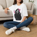 Scream Mask Girl T-Shirt — Pink Bow & Knife Horror Tee