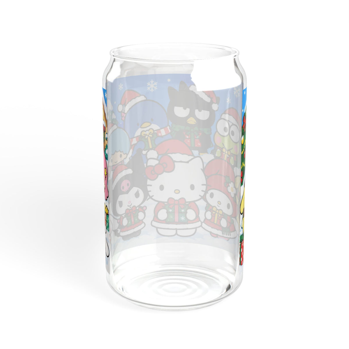 Hello Kitty Christmas Sipper Glass — 16oz Holiday Straw Tumbler