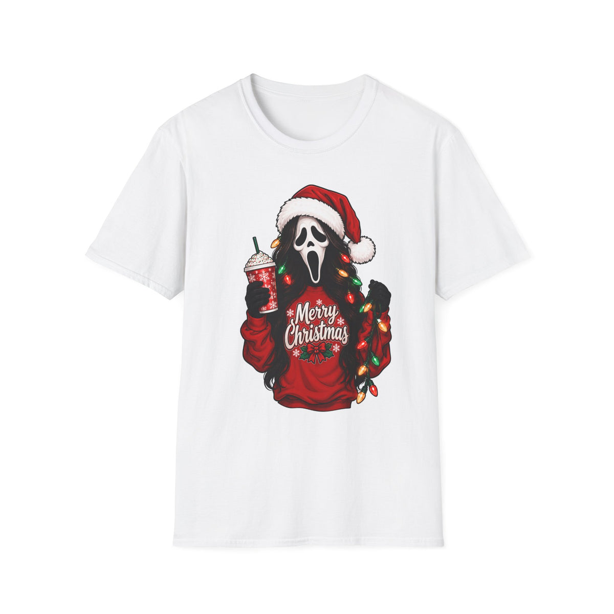 Christmas Scream T-Shirt – Santa Ghostface "Merry Christmas" Holiday Tee