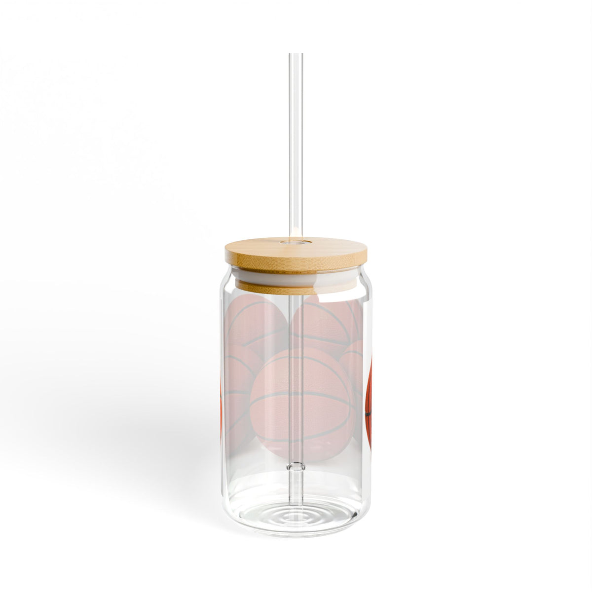 Basketball Glass Sipper | 16oz Sports Drink Jar with Straw