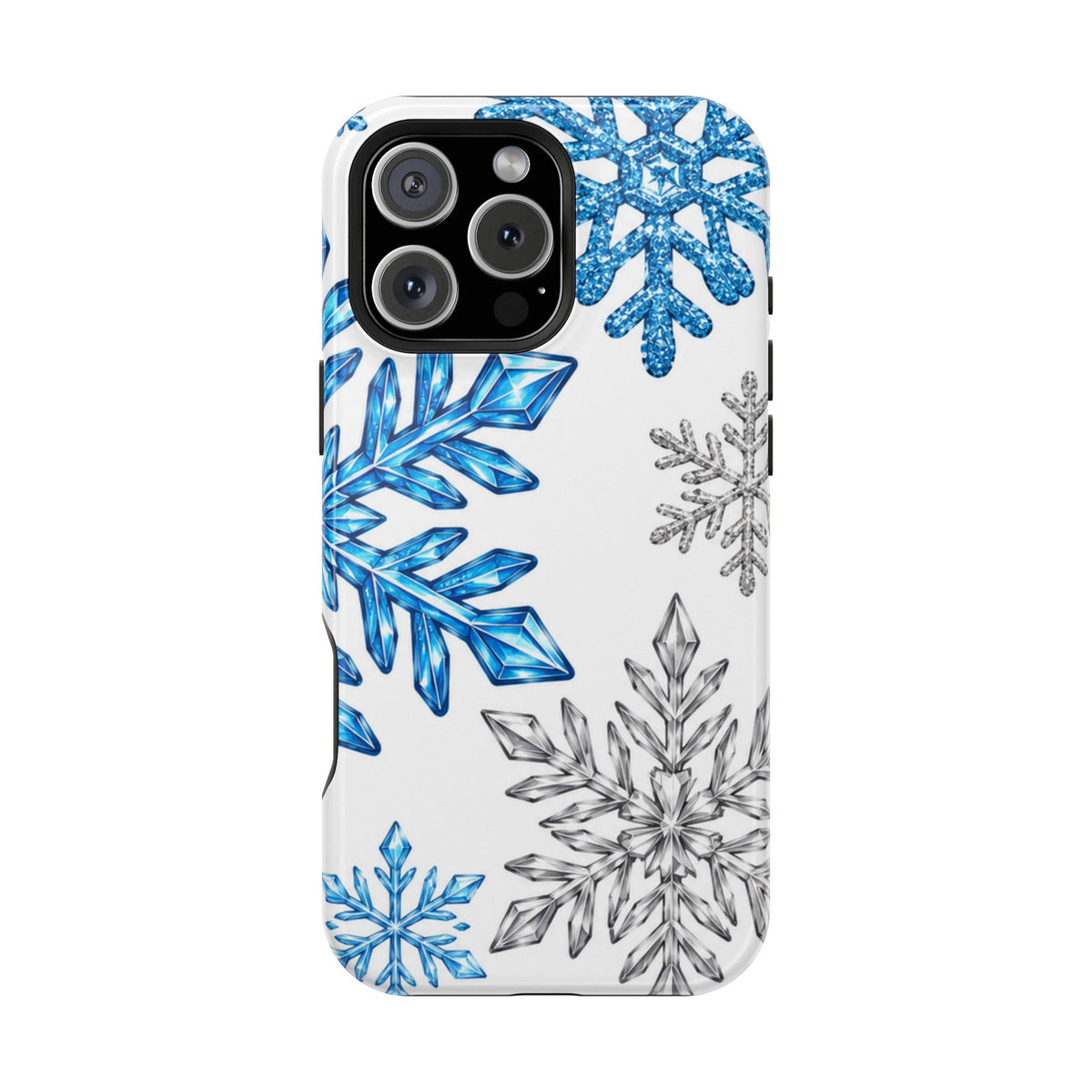 Snowflake Magnetic Impact Phone Case — Winter Blue Crystal Design