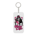 Mom Life Keychain Charm - Double-Sided Scream Mask Mom with Pink Hearts