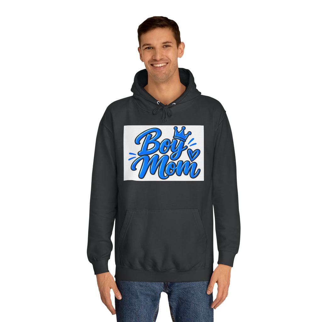 Boy Mom Hoodie - Blue Script Graphic Pullover for Proud Moms
