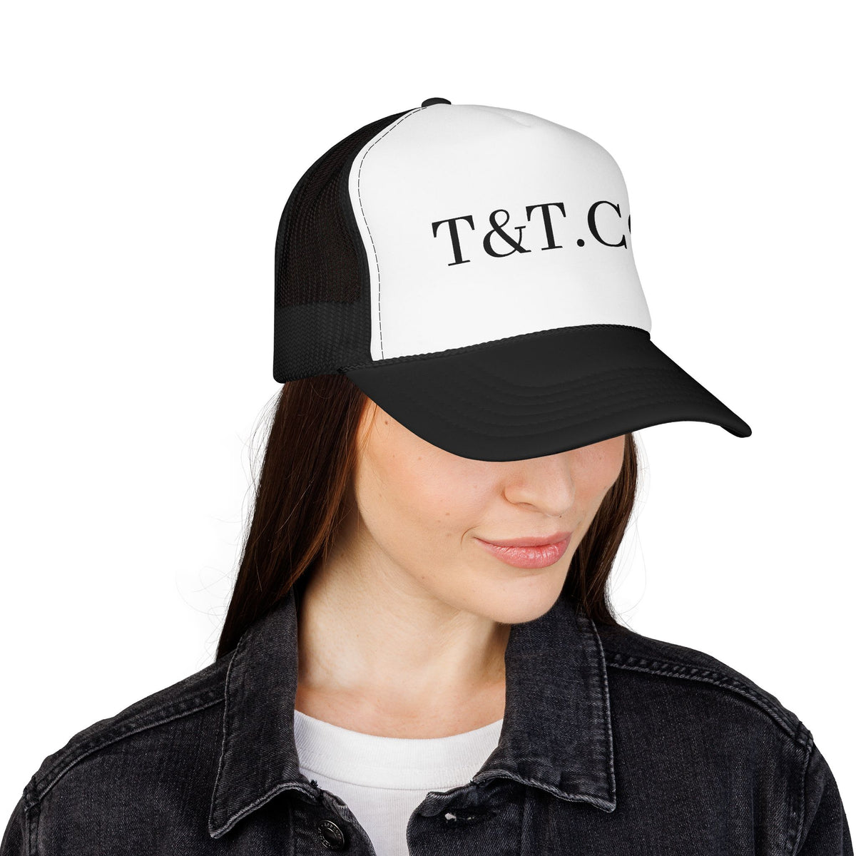 T&T.CO Foam Trucker Hat — Vintage Logo Mesh Baseball Cap