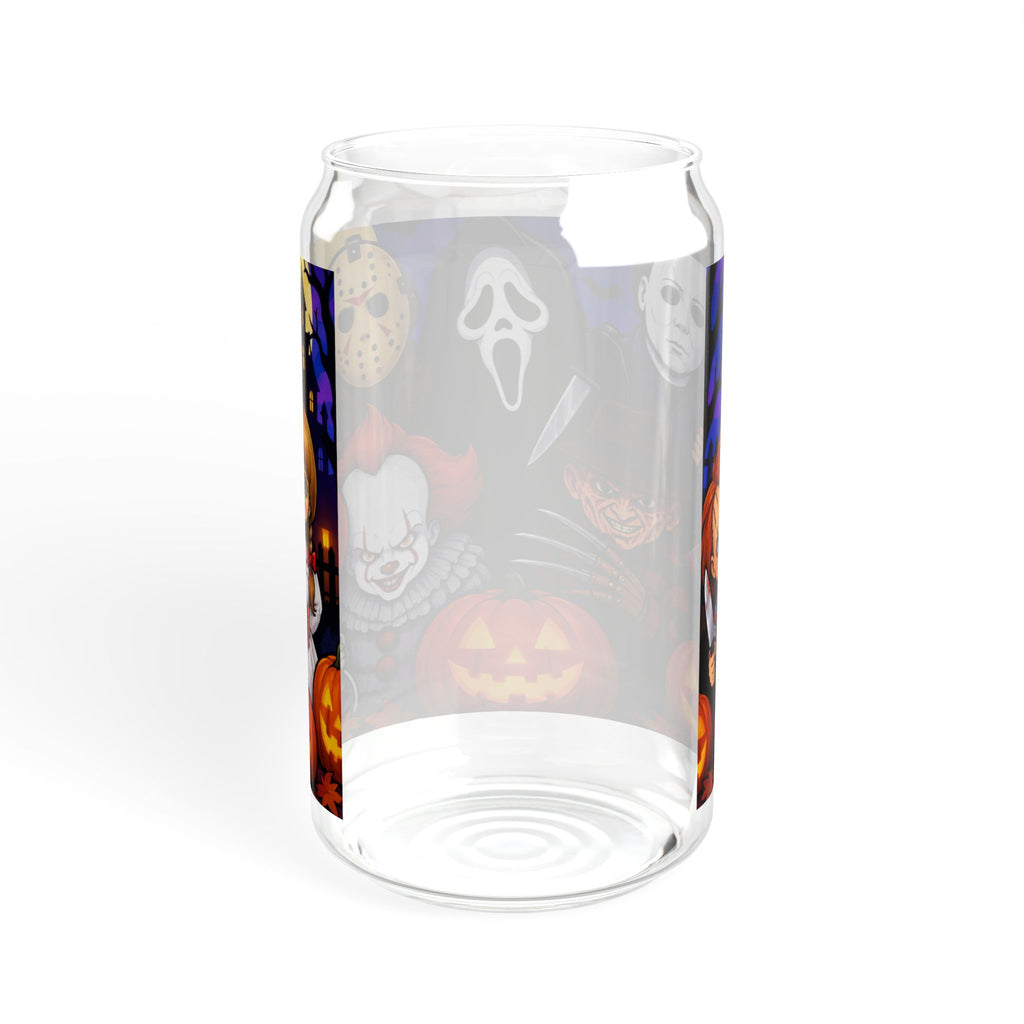 Halloween Horror Characters 16oz Sipper Glass – Michael Myers, Ghostface, Freddy, Pennywise & Chucky Design