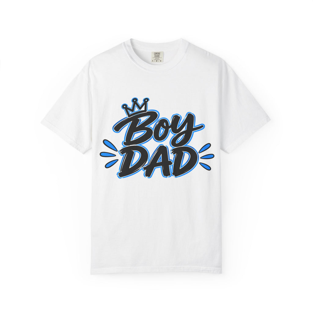 Boy Dad T-Shirt - Retro Blue Script Father's Day Tee for New and Proud Dads