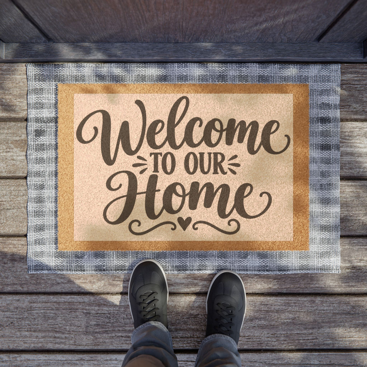 Welcome To Our Home Doormat — Rustic Coir Welcome Mat for Front Door
