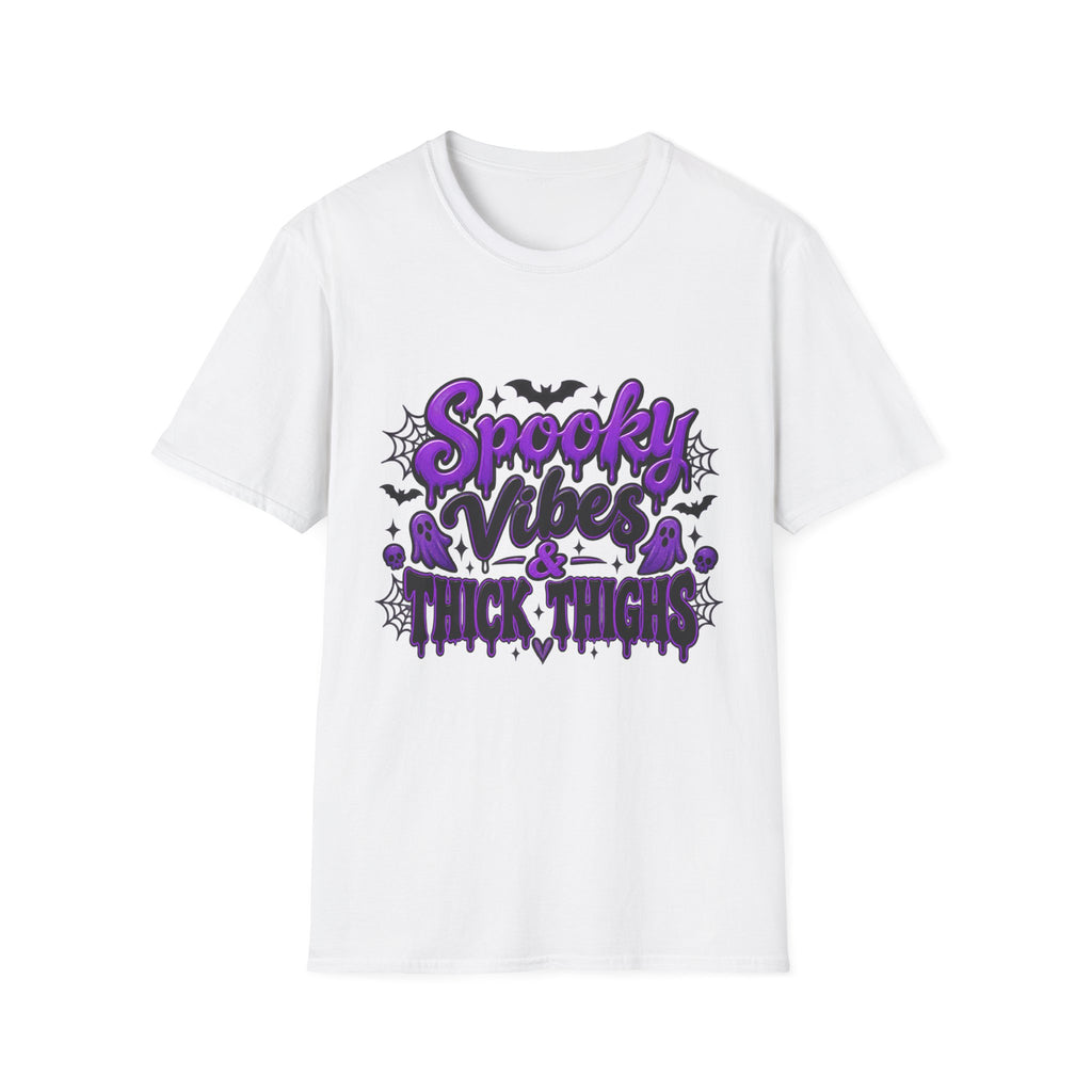 Spooky Vibes & Trick Thighs T-Shirt — Halloween Graphic Tee