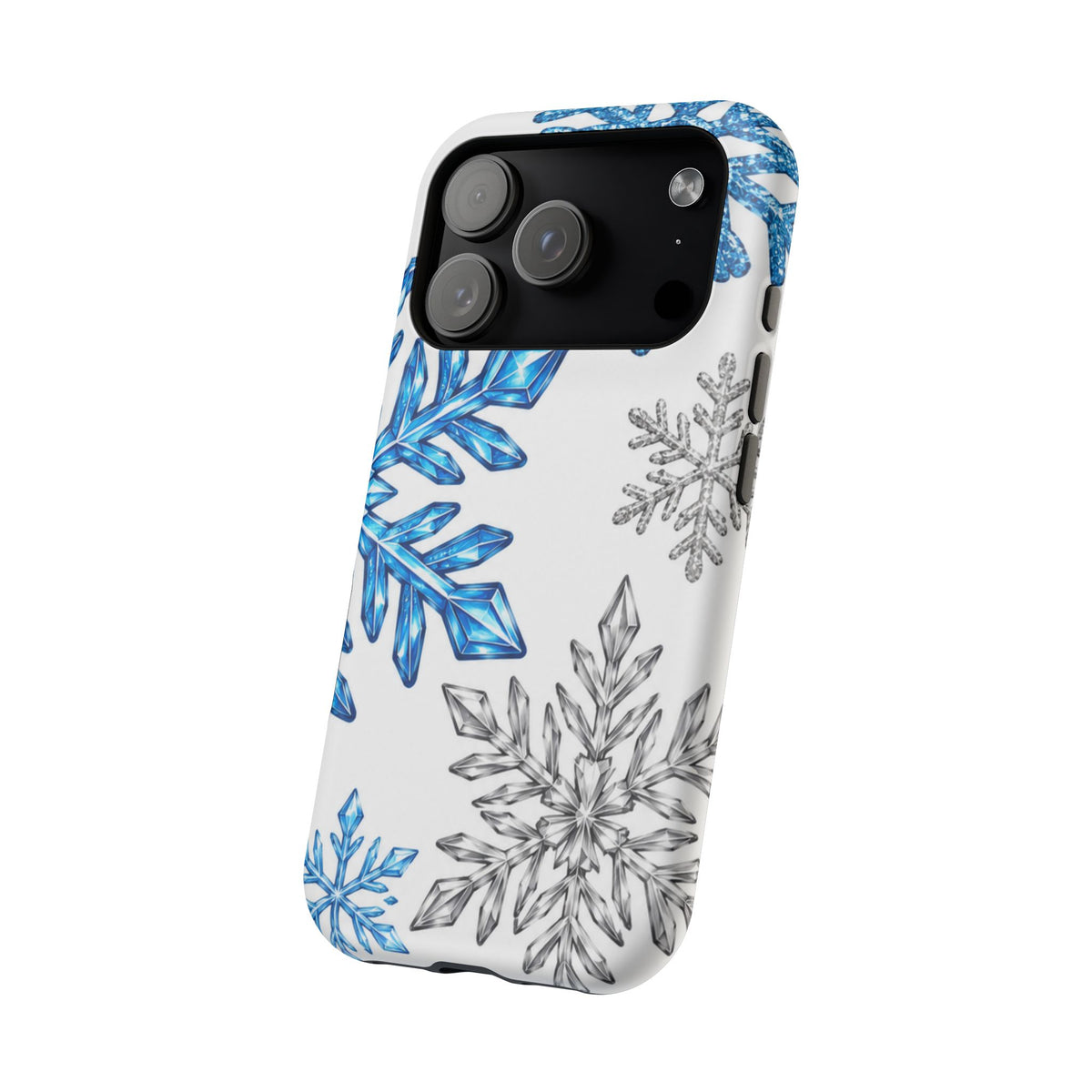 Snowflake Magnetic Impact Phone Case — Winter Blue Crystal Design
