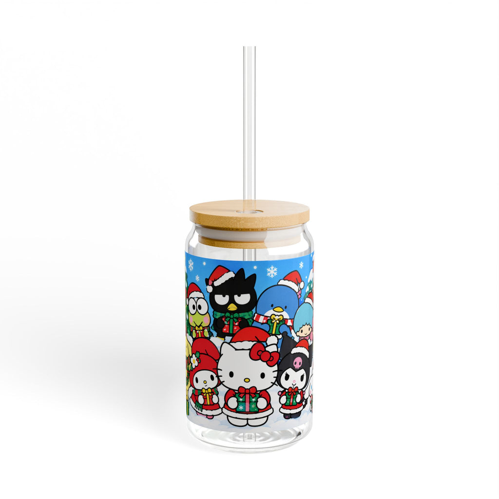 Hello Kitty Christmas Sipper Glass — 16oz Holiday Straw Tumbler