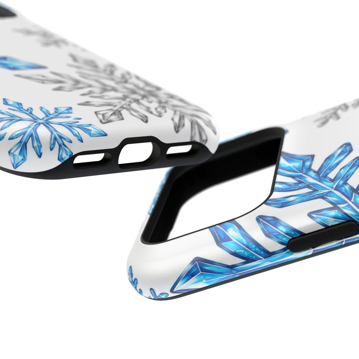 Snowflake Magnetic Impact Phone Case — Winter Blue Crystal Design
