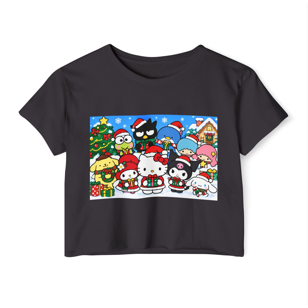 Hello Kitty Christmas Crop Top — Cute Sanrio Holiday Festival Tee