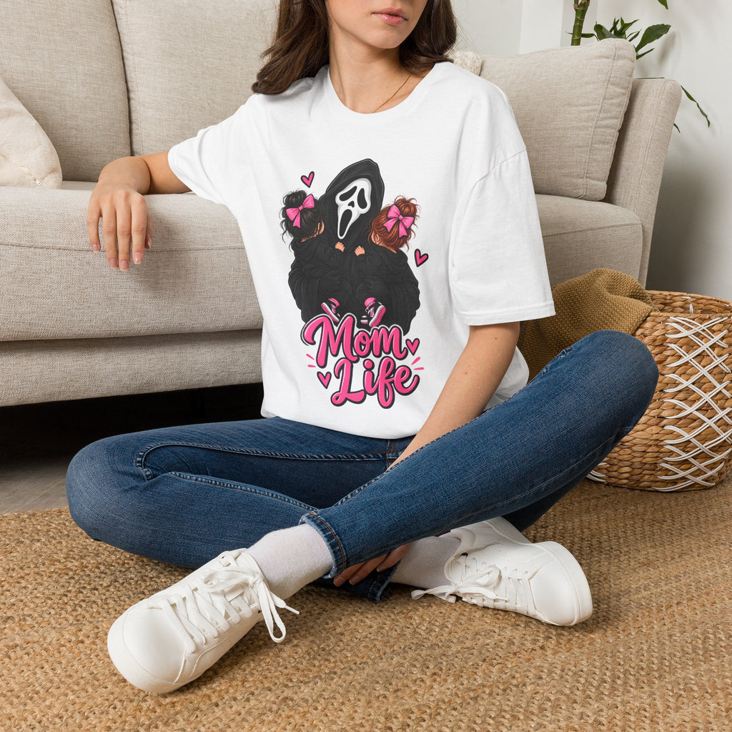 Mom Life Horror Graphic T-Shirt — Cute Scream Mask Mom Design