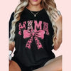 Cotton Pink Leopard Mama Bow T-Shirt