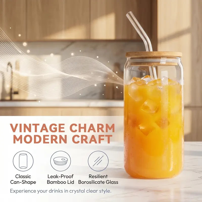 Glass Iced Coffee Tumbler Set