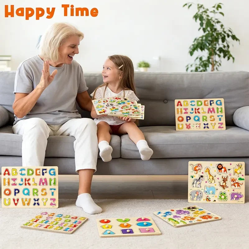 Wooden Alphabet Peg Puzzle Set