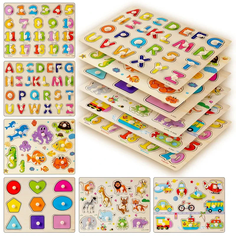 Wooden Alphabet Peg Puzzle Set