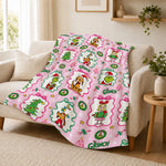 Festive Graphic Flannel Throw Blanket