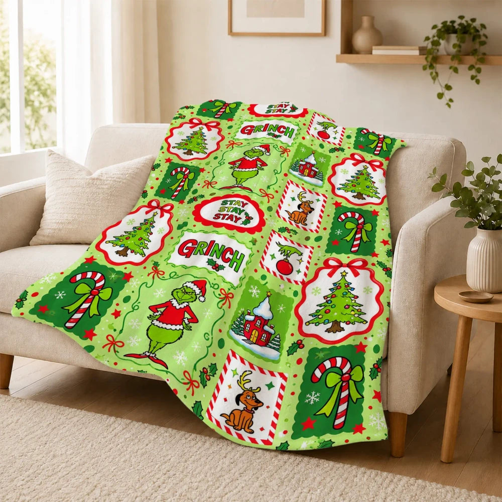 Festive Graphic Flannel Throw Blanket