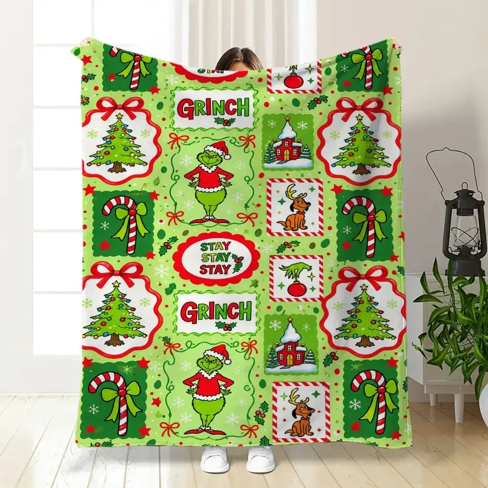 Festive Graphic Flannel Throw Blanket