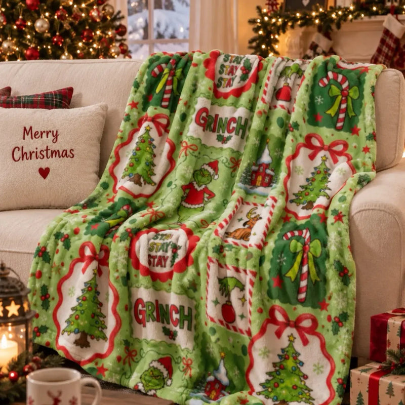 Festive Graphic Flannel Throw Blanket