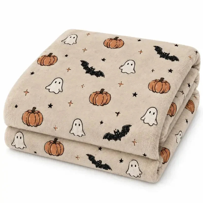 Ghost Pumpkin Flannel Fleece Blanket