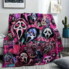 Pink Ghost Face Flannel Throw Blanket
