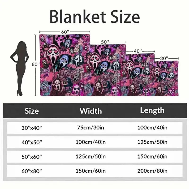 Pink Ghost Face Flannel Throw Blanket