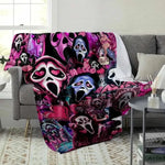 Pink Ghost Face Flannel Throw Blanket