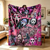 Pink Ghost Face Flannel Throw Blanket
