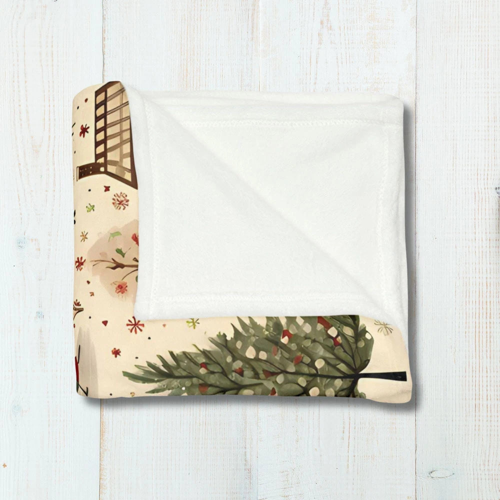 Nostalgic Christmas Village Fleece Throw Blanket