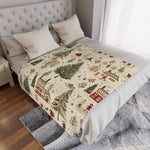 Nostalgic Christmas Village Fleece Throw Blanket