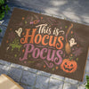 Hocus Pocus Doormat — Cute Halloween Welcome Mat with Ghosts, Pumpkin & Witch Broom