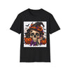 Halloween Skull T-Shirt — Witch Hat, Pumpkins & Ghosts Graphic Tee