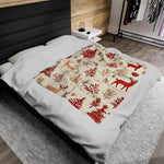 Festive Reindeer Sherpa Holiday Blanket
