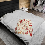 Festive Reindeer Sherpa Holiday Blanket