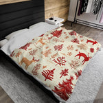 Festive Reindeer Sherpa Holiday Blanket
