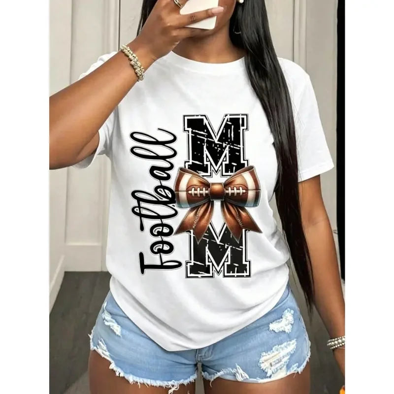 Football Mom Bow Graphic Tee