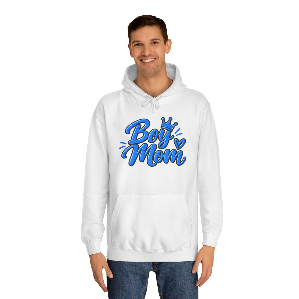 Boy Mom Hoodie - Blue Script Graphic Pullover for Proud Moms
