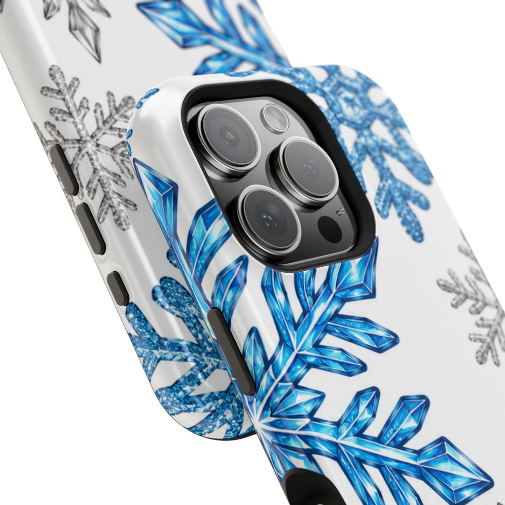 Snowflake Magnetic Impact Phone Case — Winter Blue Crystal Design
