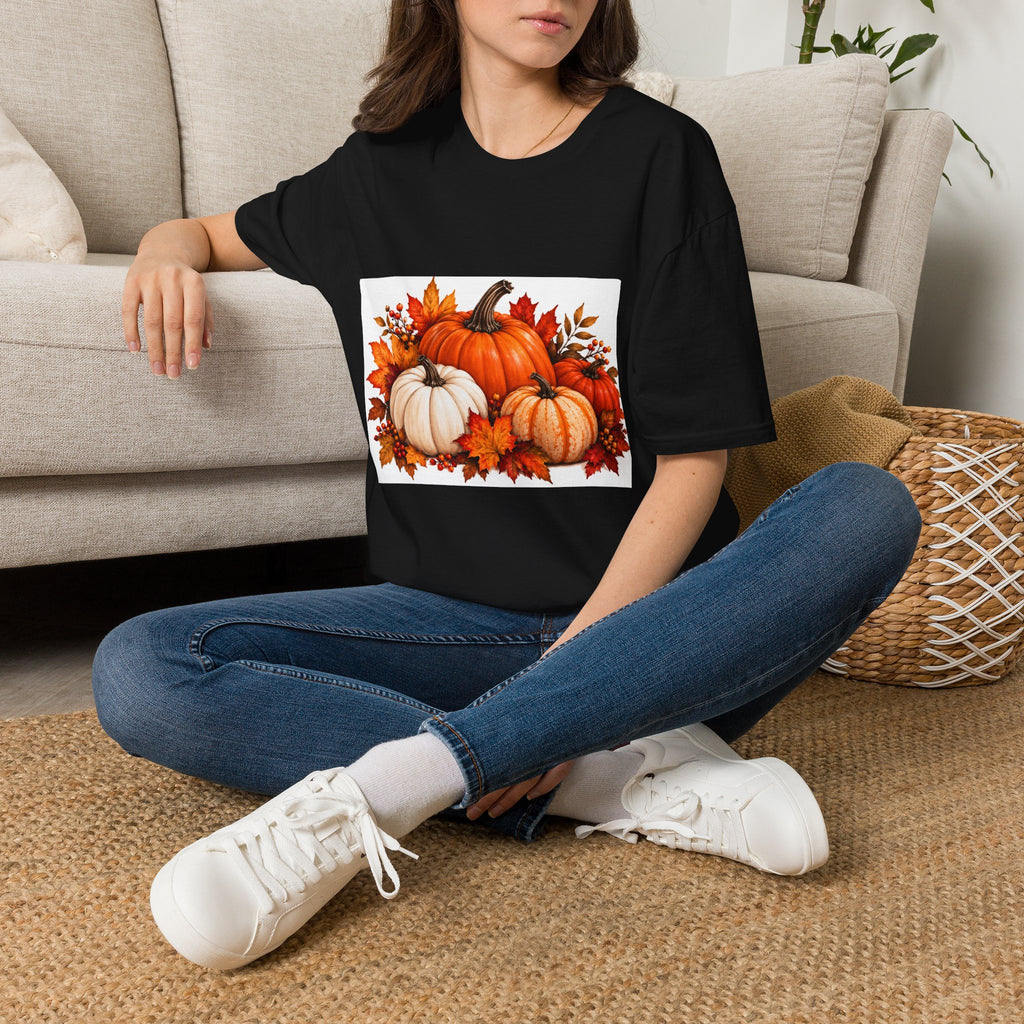 Fall Pumpkin Trio T-Shirt – Autumn Leaves Harvest Tee