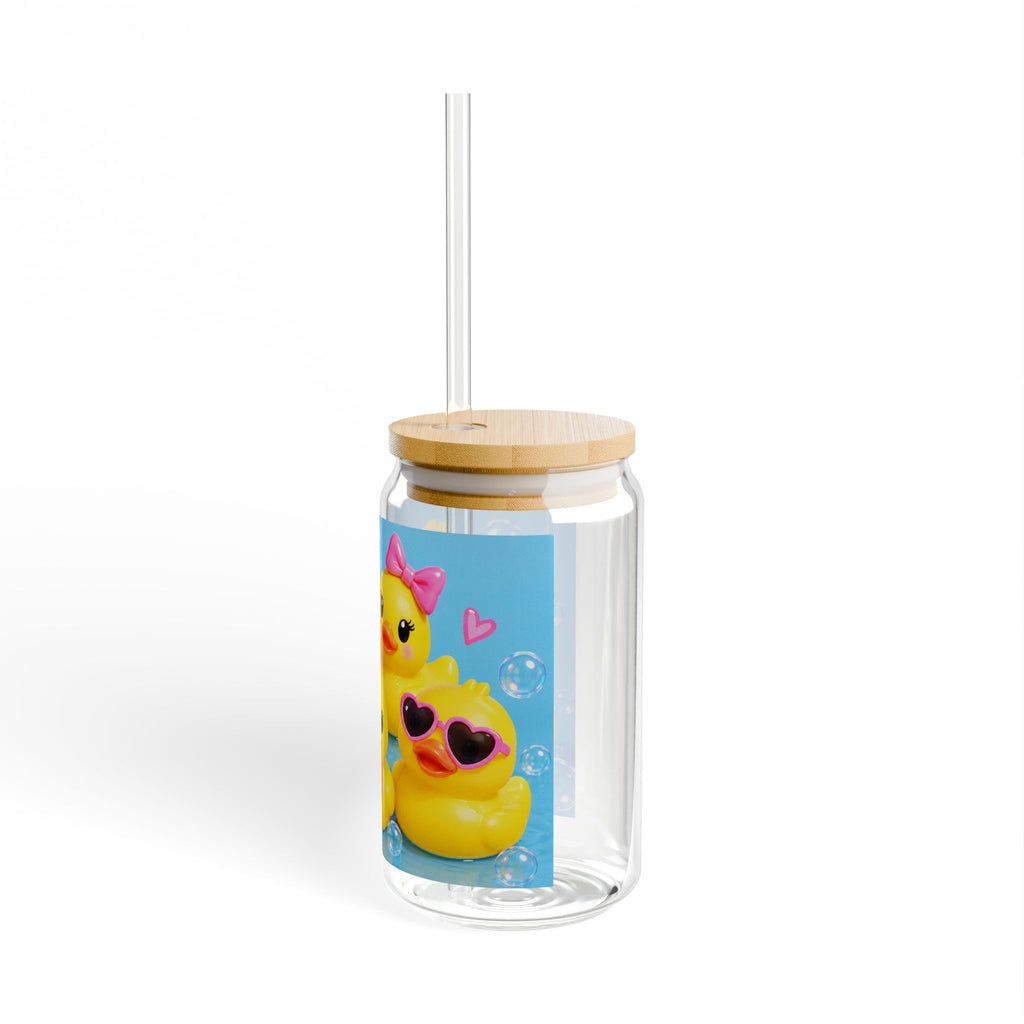 Rubber Duck Sipper Glass — 16oz Cute Duckling Straw Tumbler