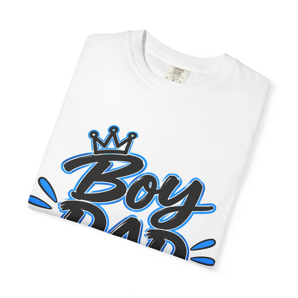 Boy Dad T-Shirt - Retro Blue Script Father's Day Tee for New and Proud Dads