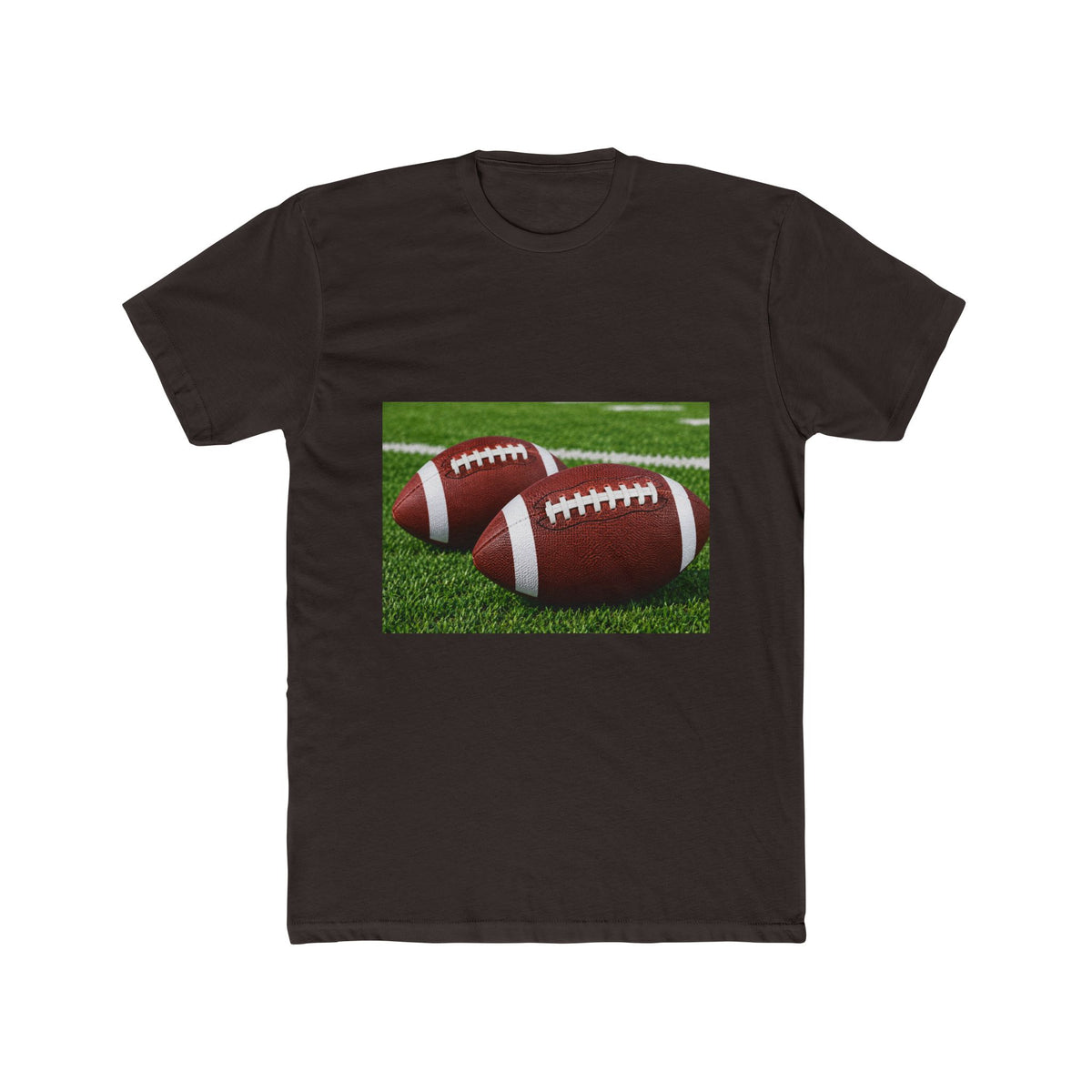 Football Graphic Tee — Two Footballs on Field Cotton T‑Shirt