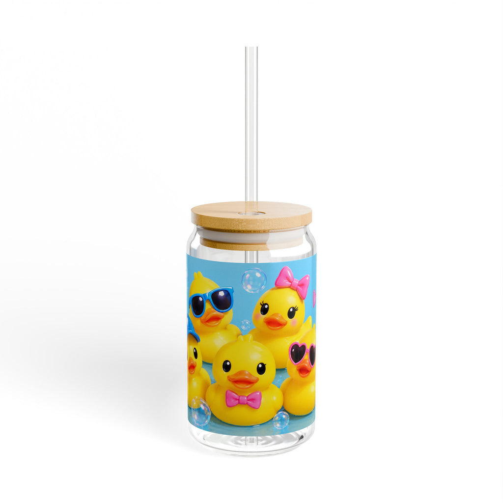 Rubber Duck Sipper Glass — 16oz Cute Duckling Straw Tumbler