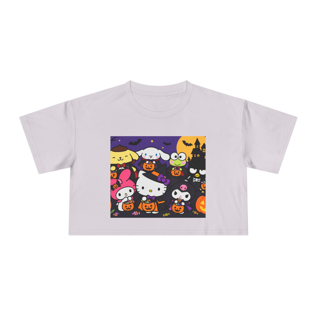 Halloween Kitty Crop Tee — Cute Hello Kitty Trick-or-Treat Graphic